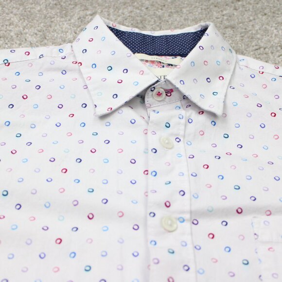 Construct Stretch Shirt Mens Medium White, Blue, Red Geometric AOP Slim Fit S/S - Picture 5 of 13